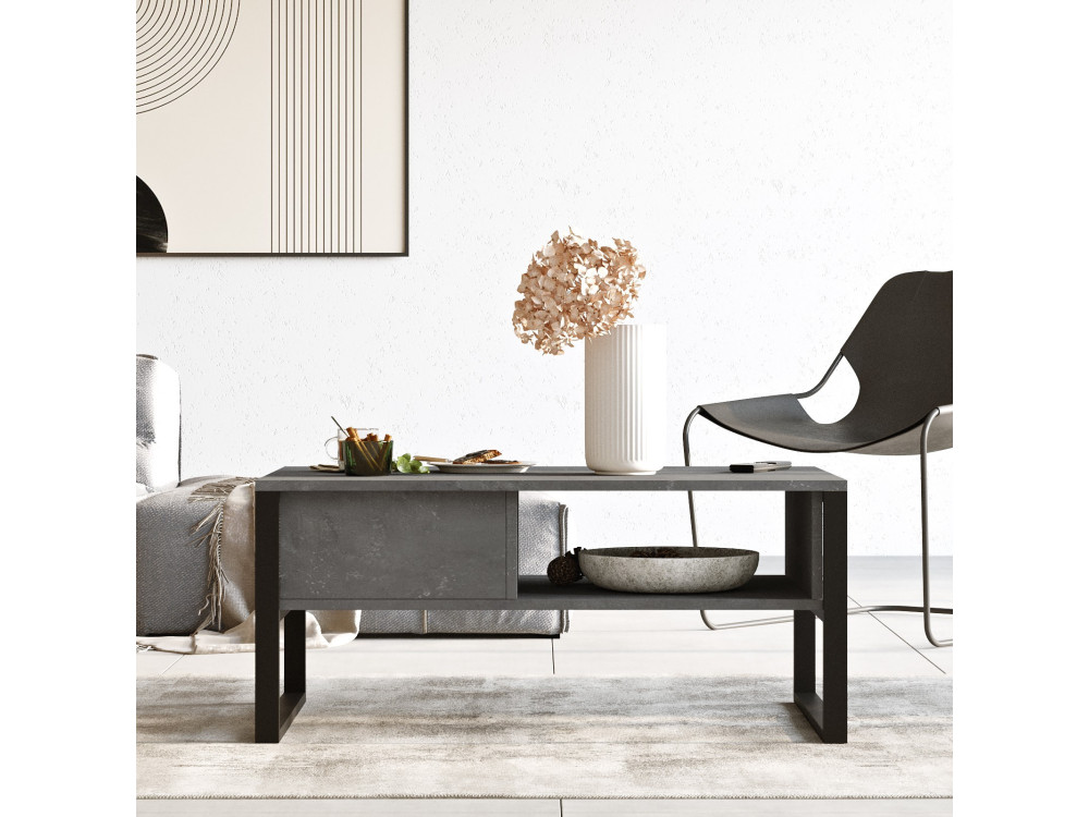 Table basse en bois "ML34" - 100 x 59 x 44 cm - Argent