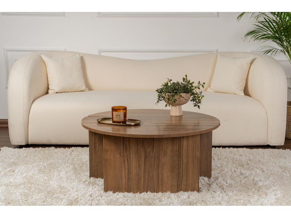 Table basse en bois "Moira" -  90 x 90 x 41 cm - Noyer