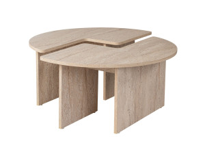 Table basse en bois "Moira" - 90 x 90 x 41 cm - Travertin
