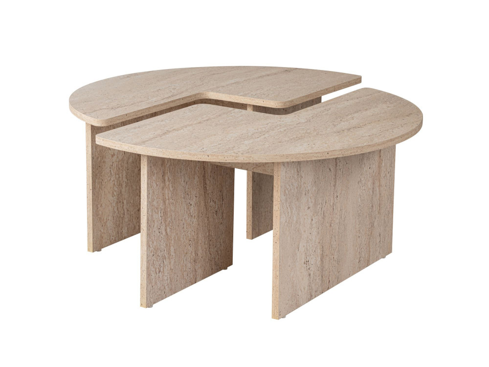Table basse en bois "Moira" - 90 x 90 x 41 cm - Travertin