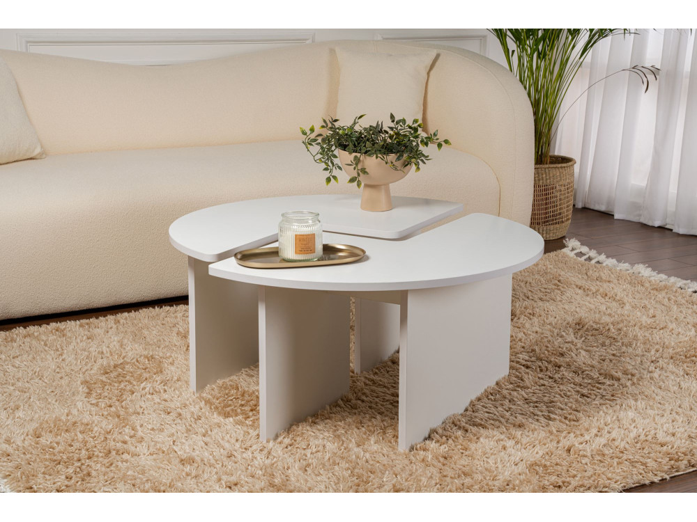 Table basse en bois "Moira" 90 x 90 x 41 cm - Blanc naturel