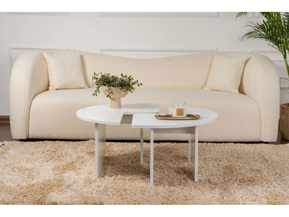 Table basse en bois "Moira" 90 x 90 x 41 cm - Blanc naturel