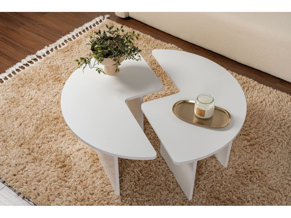 Table basse en bois "Moira" 90 x 90 x 41 cm - Blanc naturel