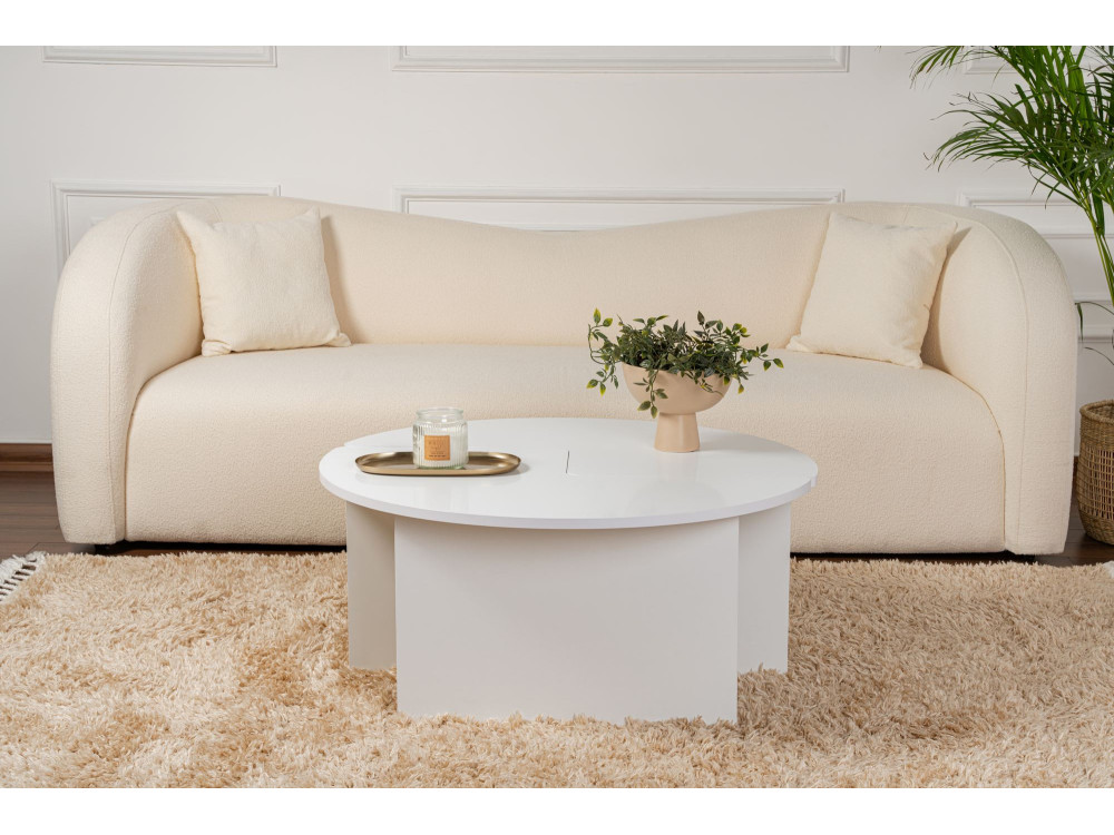 Table basse en bois "Moira" 90 x 90 x 41 cm - Blanc naturel