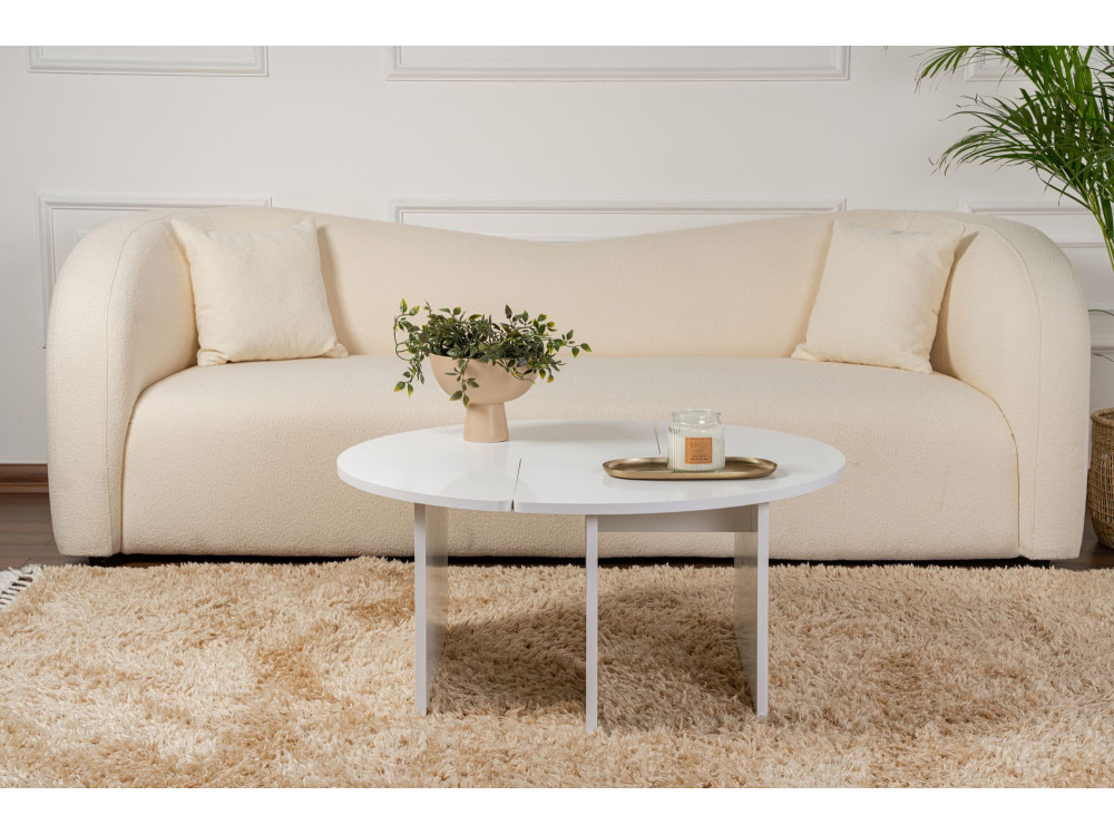 Table basse en bois "Moira" 90 x 90 x 41 cm - Blanc naturel