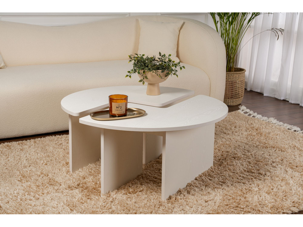 Table basse en bois "Moira" 90 x 90 x 41 cm - Blanc de bois
