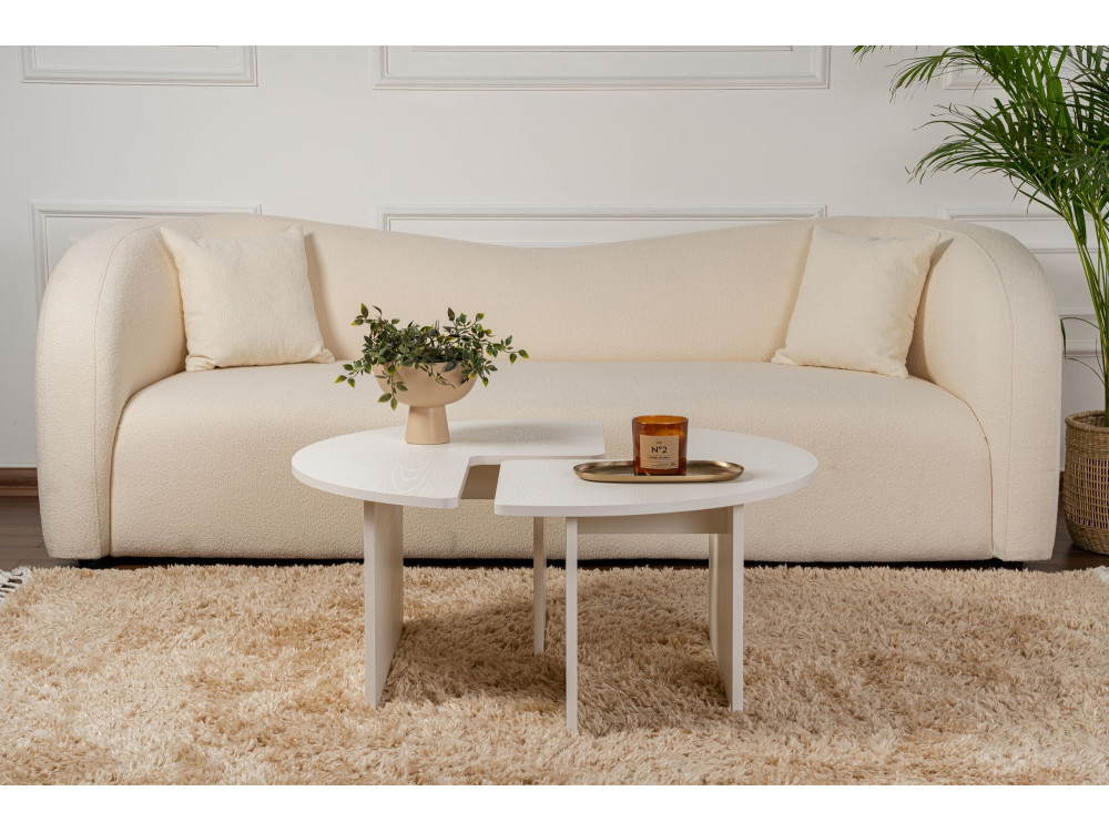 Table basse en bois "Moira" 90 x 90 x 41 cm - Blanc de bois