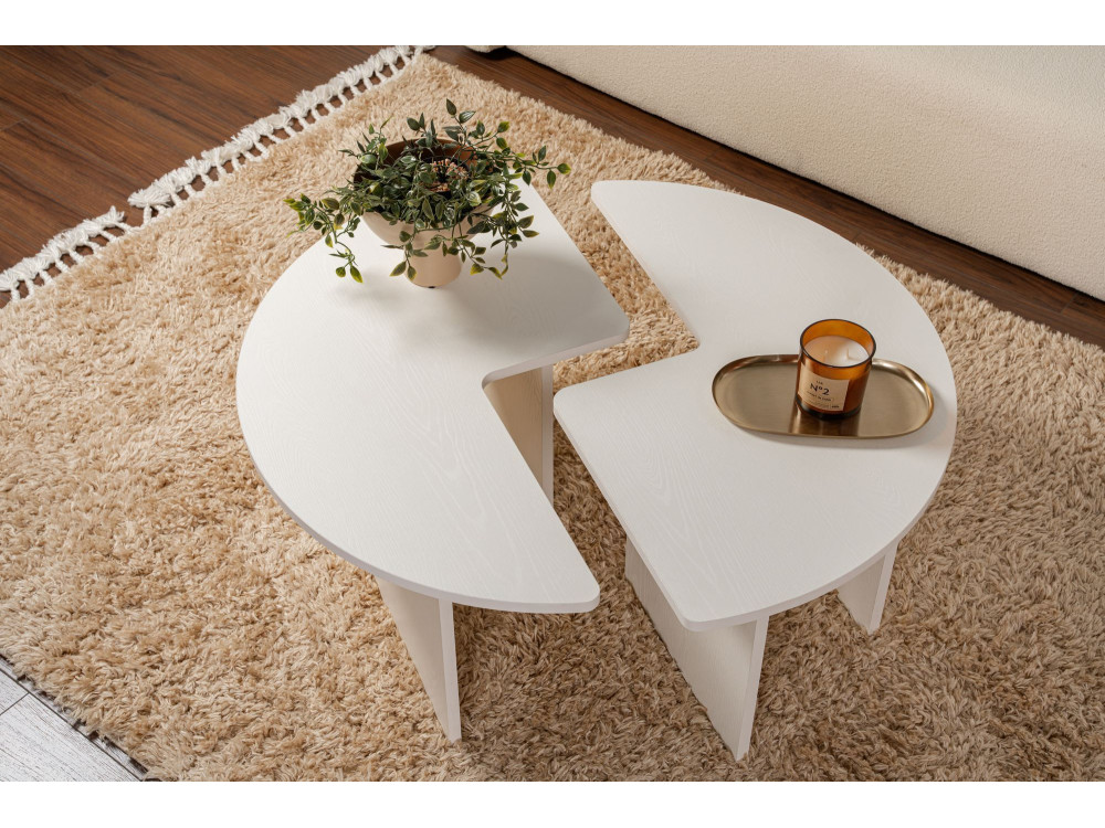 Table basse en bois "Moira" 90 x 90 x 41 cm - Blanc de bois