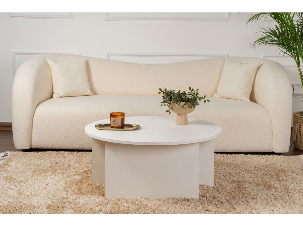 Table basse en bois "Moira" 90 x 90 x 41 cm - Blanc de bois