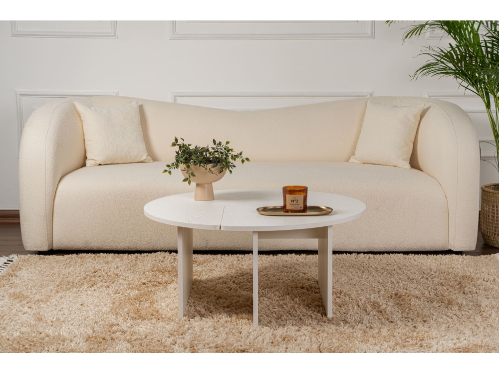 Table basse en bois "Moira" 90 x 90 x 41 cm - Blanc de bois
