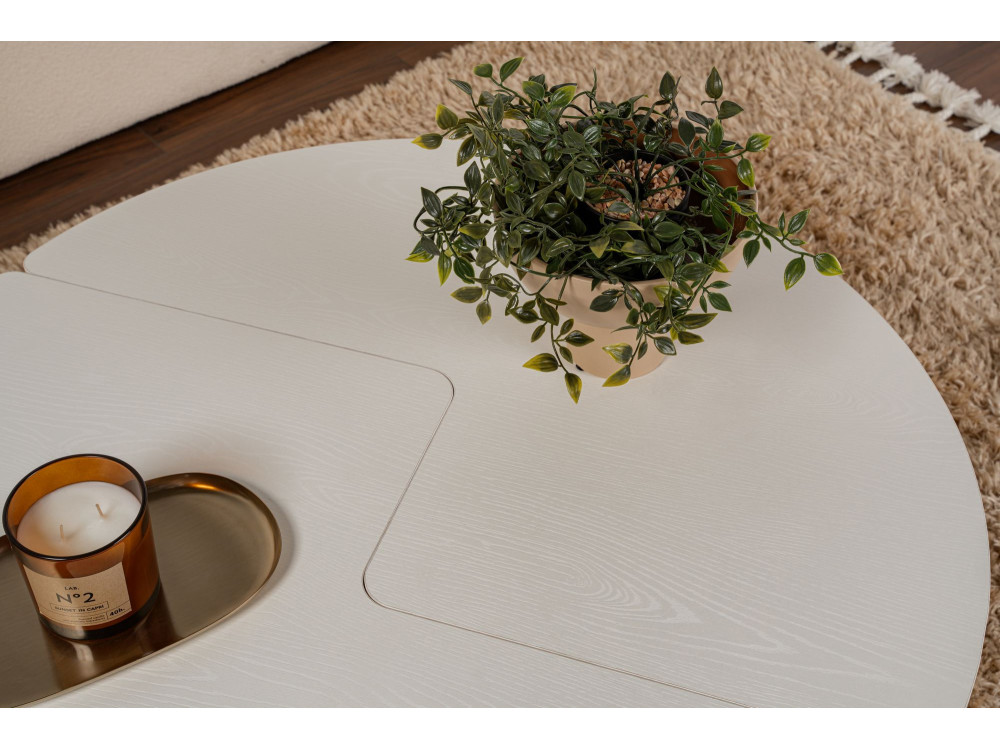 Table basse en bois "Moira" 90 x 90 x 41 cm - Blanc de bois
