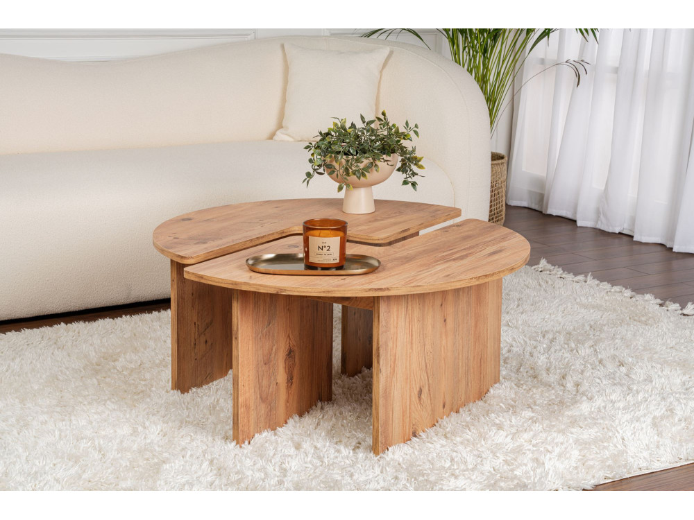 Table basse en bois "Moira" 90 x 90 x 41 cm - Pin atlantique