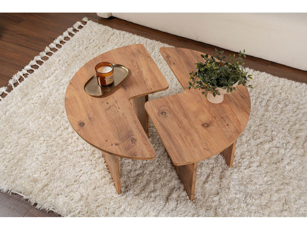 Table basse en bois "Moira" 90 x 90 x 41 cm - Pin atlantique