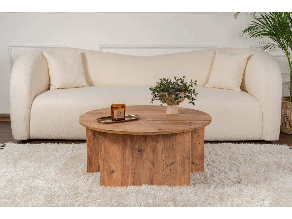 Table basse en bois "Moira" 90 x 90 x 41 cm - Pin atlantique