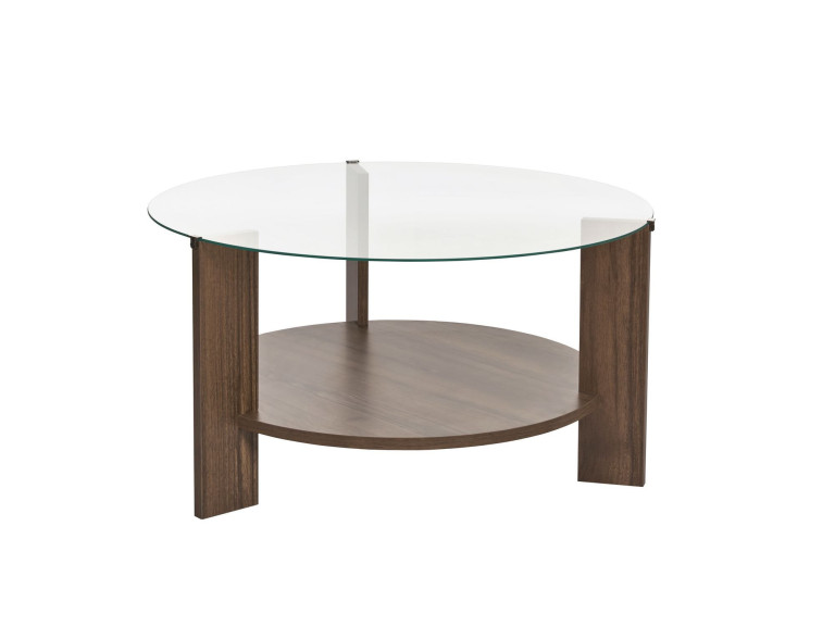 Table basse en bois "Clara" - 75 x 75 x 40 cm - NoyerTransparent