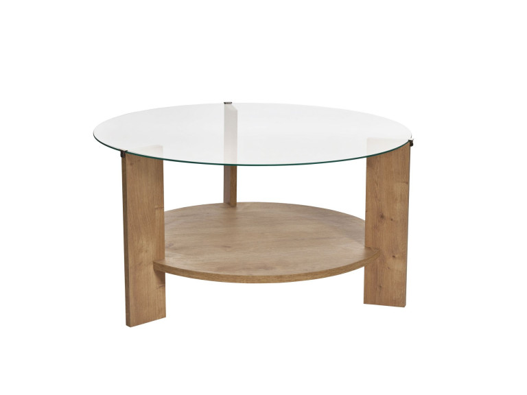 Table basse en bois "Clara" - 75 x 75 x 40 cm - Chêne SaphirTransparent
