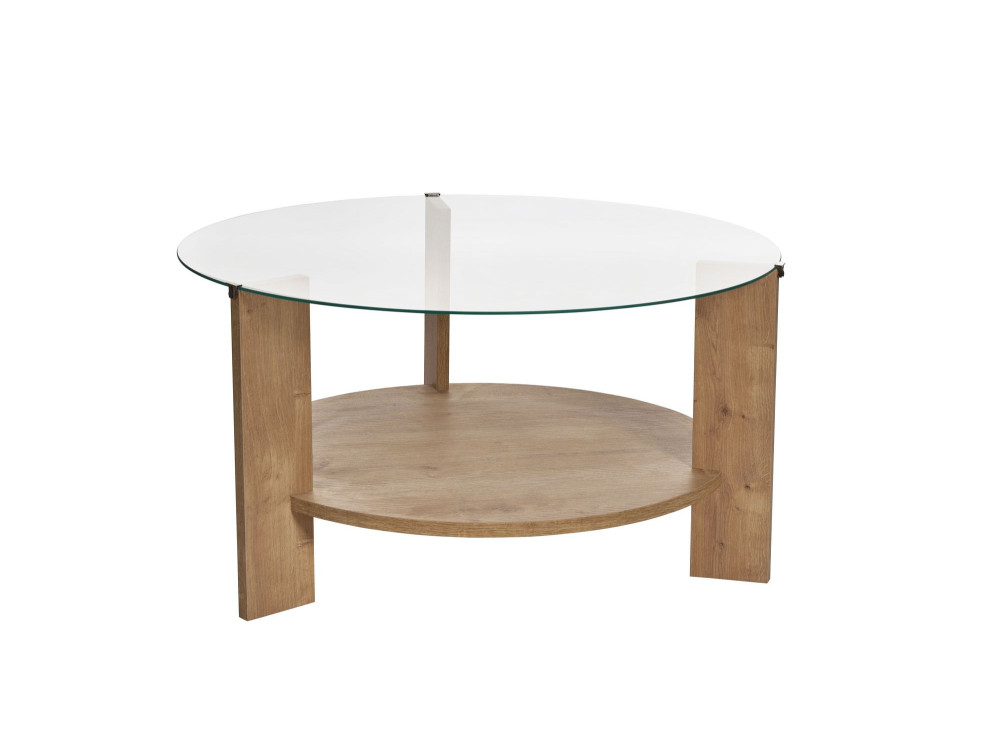 Table basse en bois "Clara" - 75 x 75 x 40 cm - Chêne SaphirTransparent