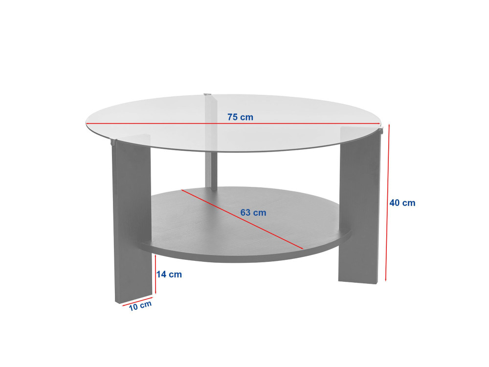 Table basse en bois "Clara" - 75 x 75 x 40 cm - Chêne SaphirTransparent