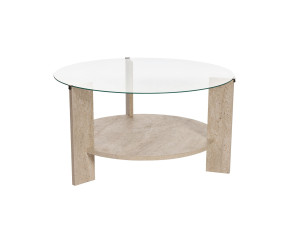 Table basse en bois "Clara" - 75 x 75 x 40 cm - TravertinTransparent