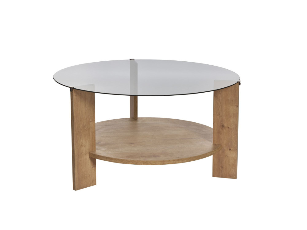 Table basse en bois "Clara" - 75 x 75 x 40 cm - Chêne SaphirFumées