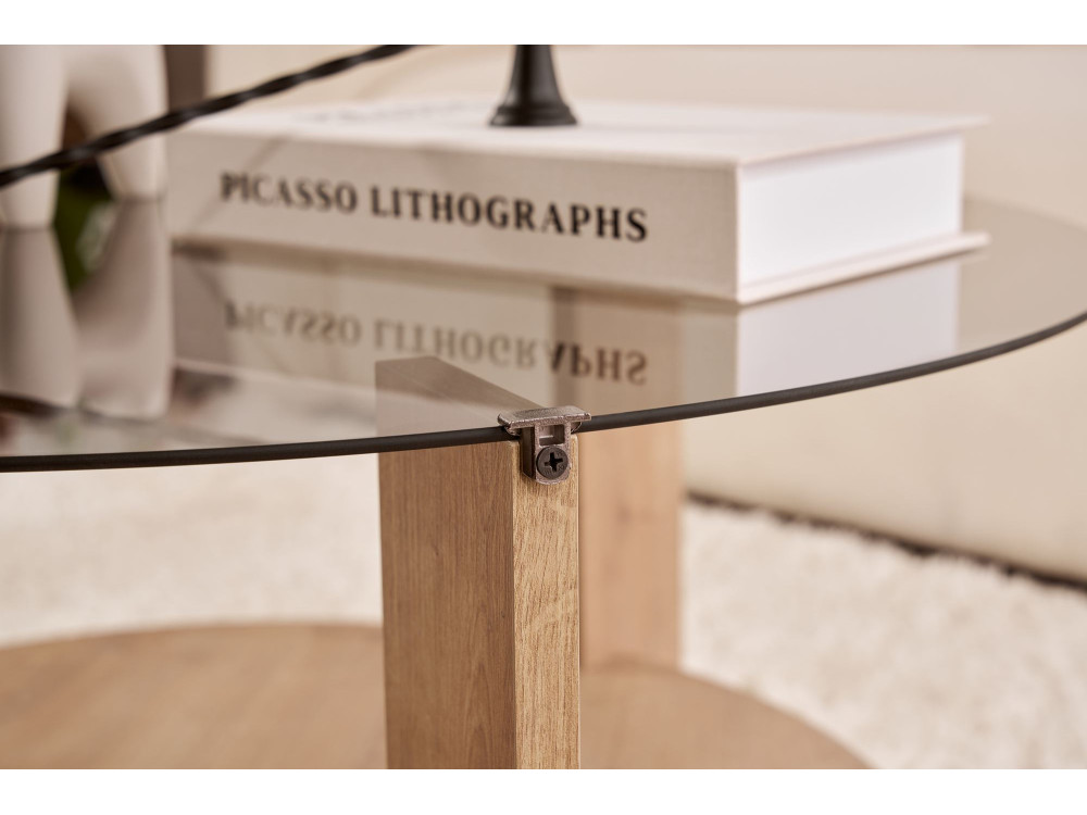 Table basse en bois "Clara" - 75 x 75 x 40 cm - Chêne SaphirFumées
