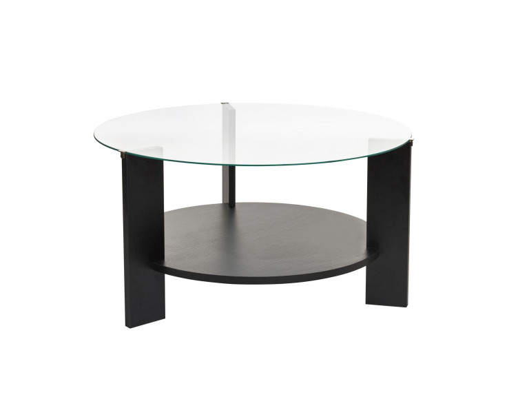 Table basse en bois "Clara" - 75 x 75 x 40 cm - Bois NoirTransparent