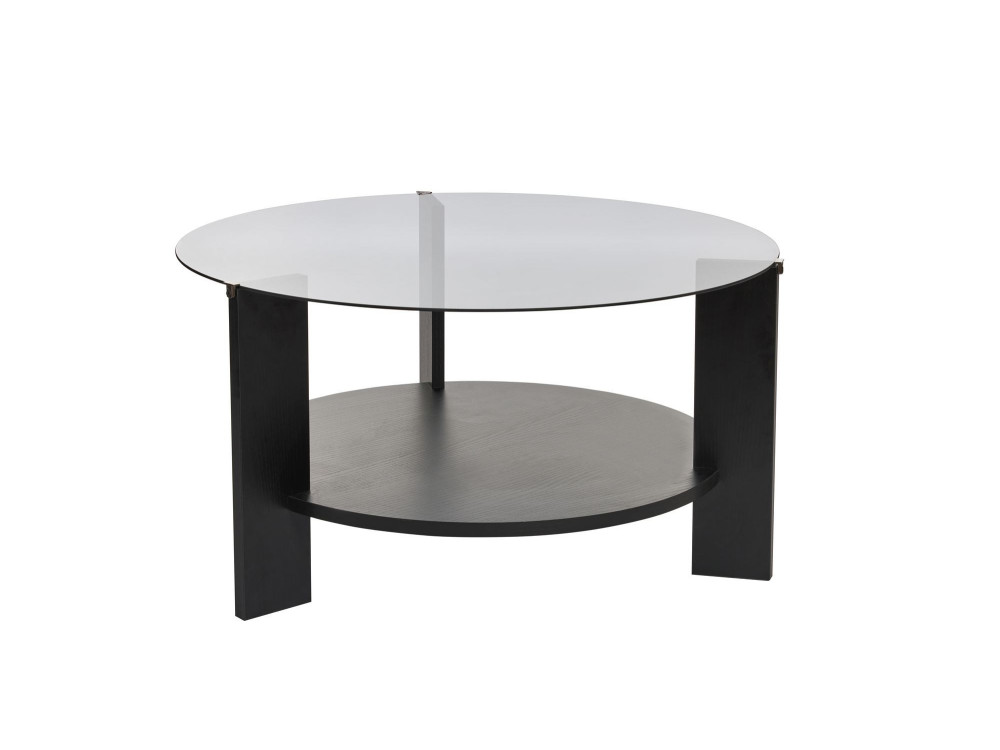 Table basse en bois "Clara" - 75 x 75 x 40 cm - Bois NoirFumée