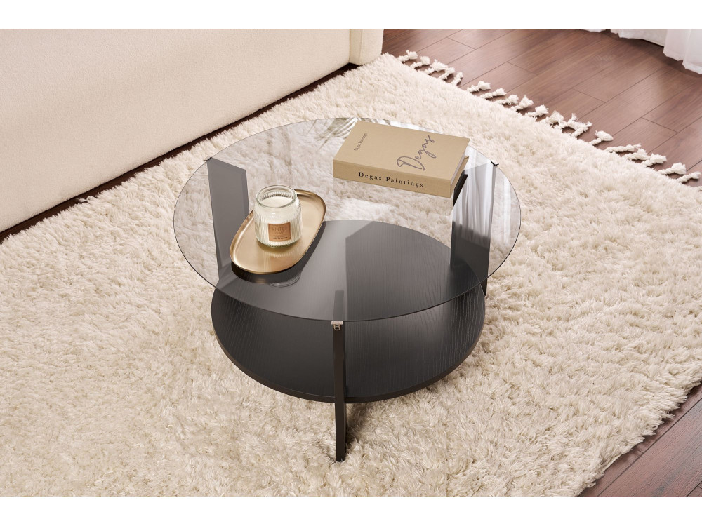 Table basse en bois "Clara" - 75 x 75 x 40 cm - Bois NoirFumée