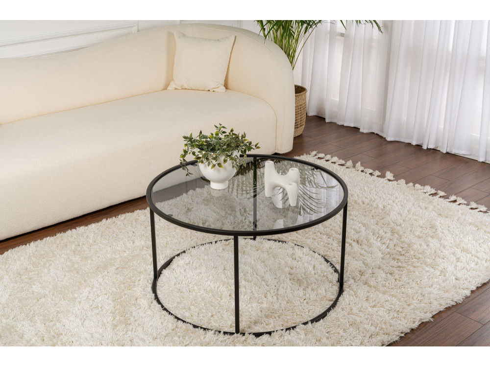 Table basse en métal "Aurum" - 80 x 80 x 43 cm - Noir Gris