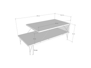 Table basse en bois "Loire" - 100 x 50 x 40 cm - Marron