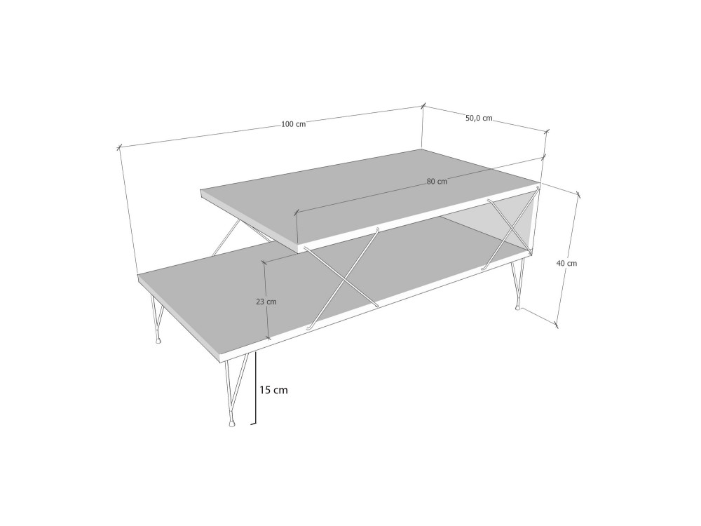 Table basse en bois "Loire" - 100 x 50 x 40 cm - Marron