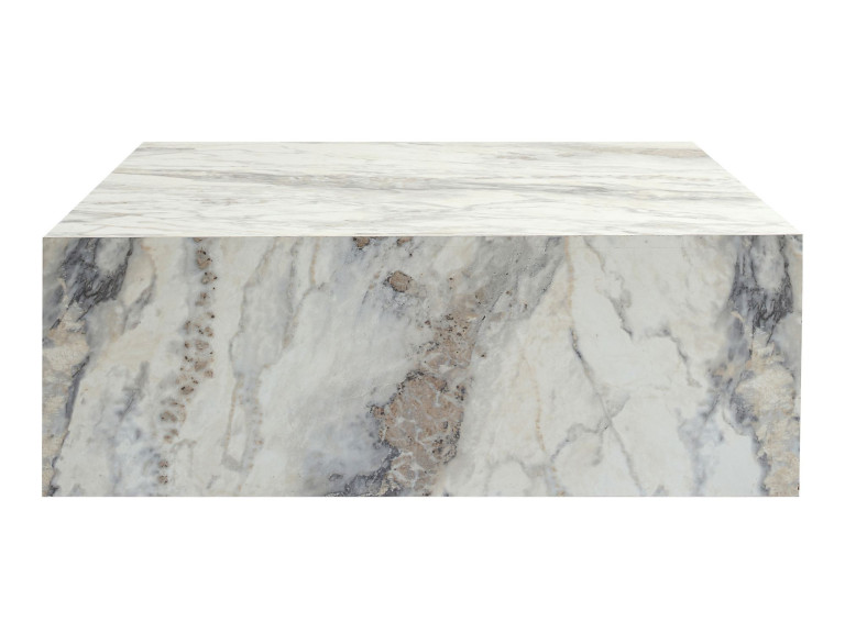 Table basse en bois "Prizma" - 90 x 90 x 35 cm - Marbre Freesia