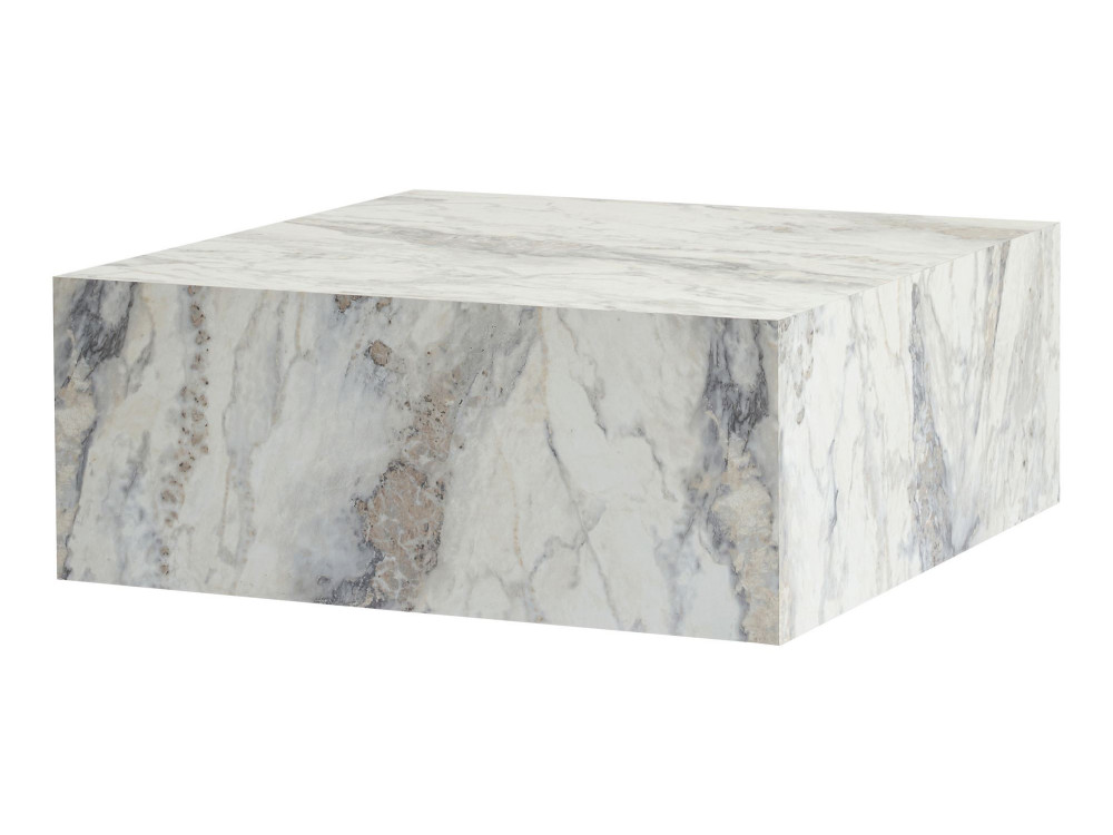 Table basse en bois "Prizma" - 90 x 90 x 35 cm - Marbre Freesia