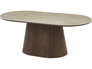 Table basse ovale en céramique "Portofino" - 120 cm -Travertin et marron