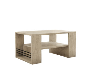 Table basse en bois "Iris" - 80 x 50 x 40 cm - Travertin
