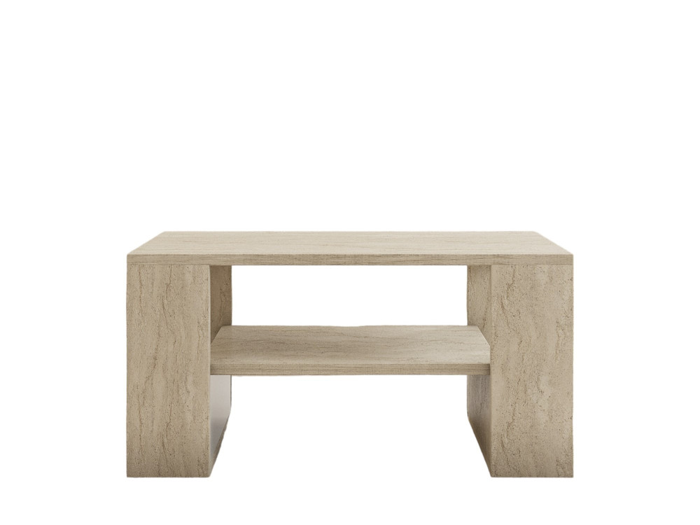 Table basse en bois "Iris" - 80 x 50 x 40 cm - Travertin