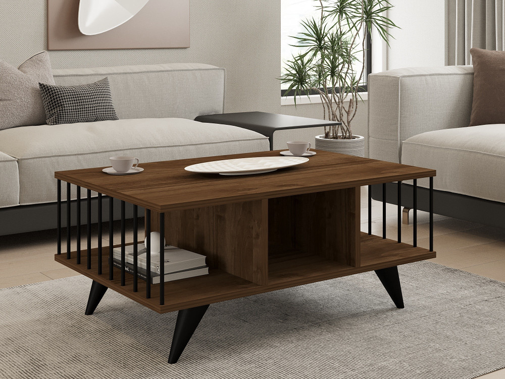 Table basse en bois "Bert" - 90 x 60 x 40 cm - Noyer