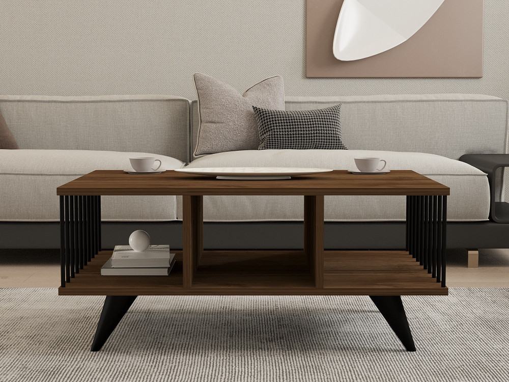 Table basse en bois "Bert" - 90 x 60 x 40 cm - Noyer