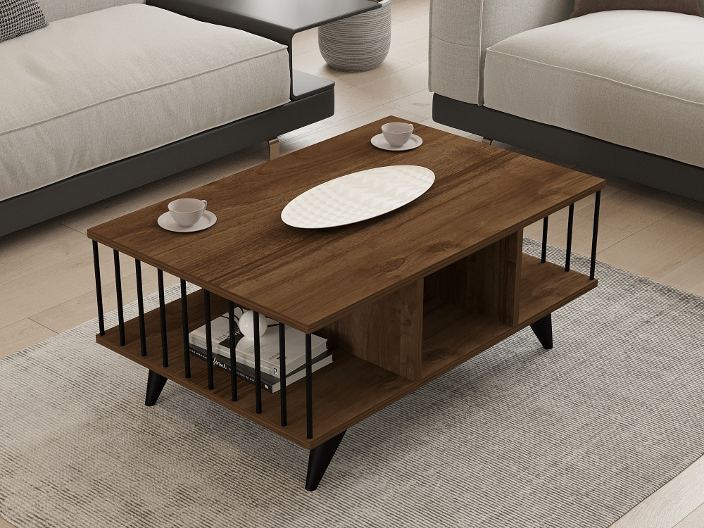 Table basse en bois "Bert" - 90 x 60 x 40 cm - Noyer