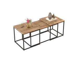 Lot de 3 tables basse en bois "VG9" - 90 x 45 x 44 cm - Pin Atlantique