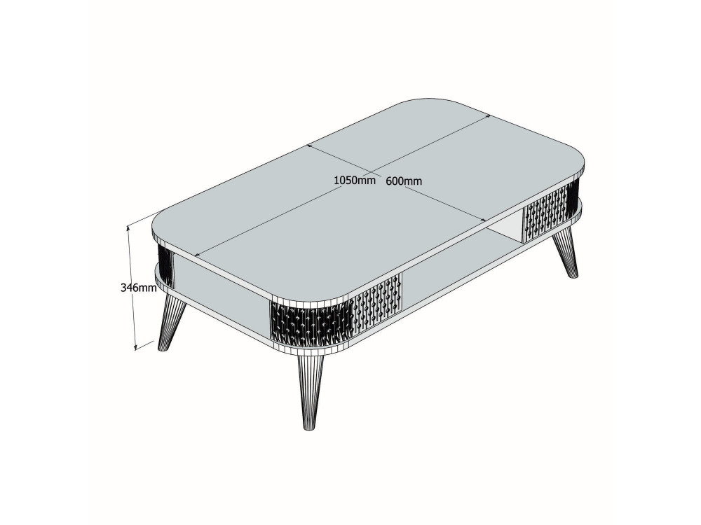 Table basse en bois "Eylul" - 105 x 60 x 35 cm - Travertin