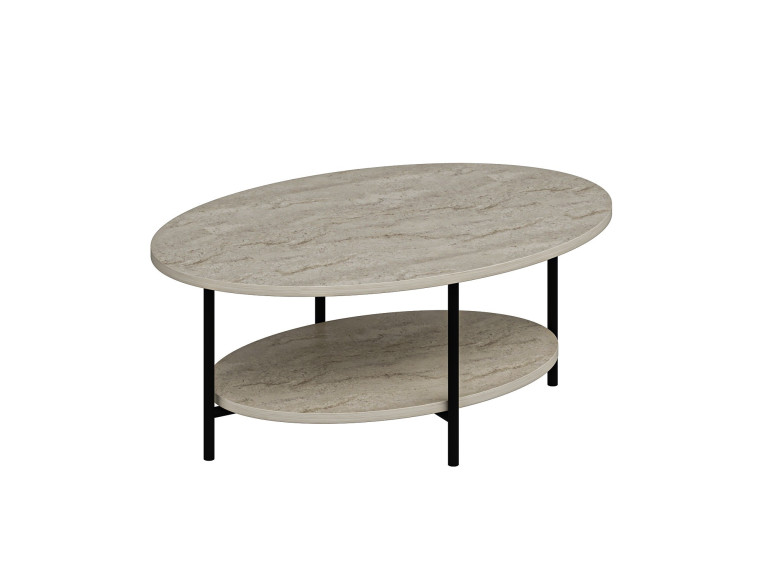 Table basse en bois "Elis" - 90 x 60 x 36 cm - Travertin