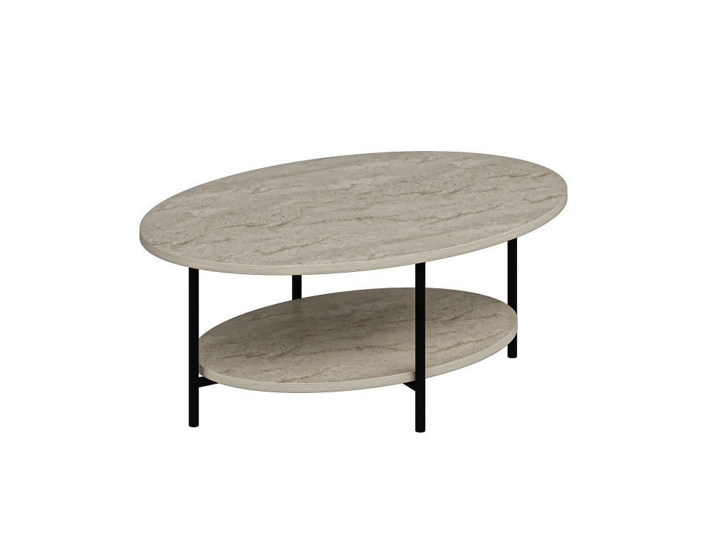 Table basse en bois "Elis" - 90 x 60 x 36 cm - Travertin