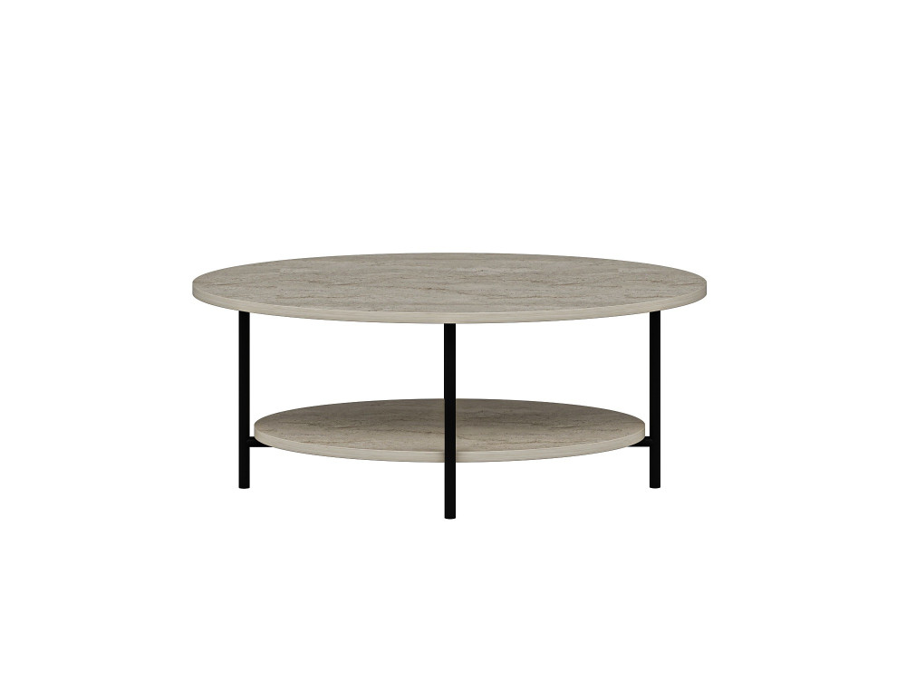 Table basse en bois "Elis" - 90 x 60 x 36 cm - Travertin