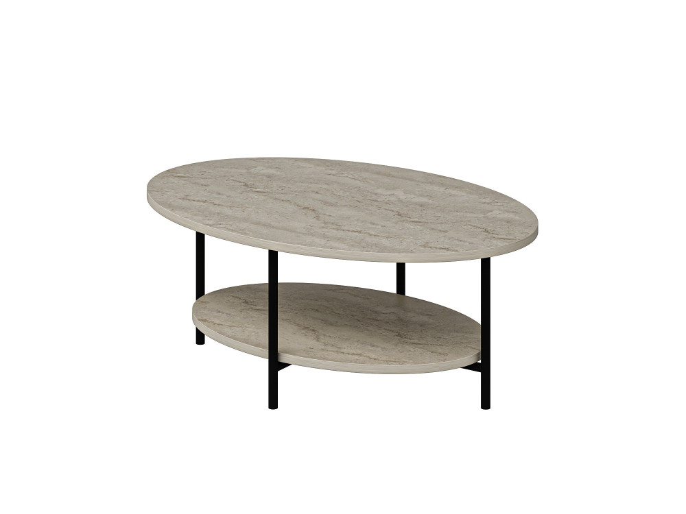 Table basse en bois "Elis" - 90 x 60 x 36 cm - Travertin