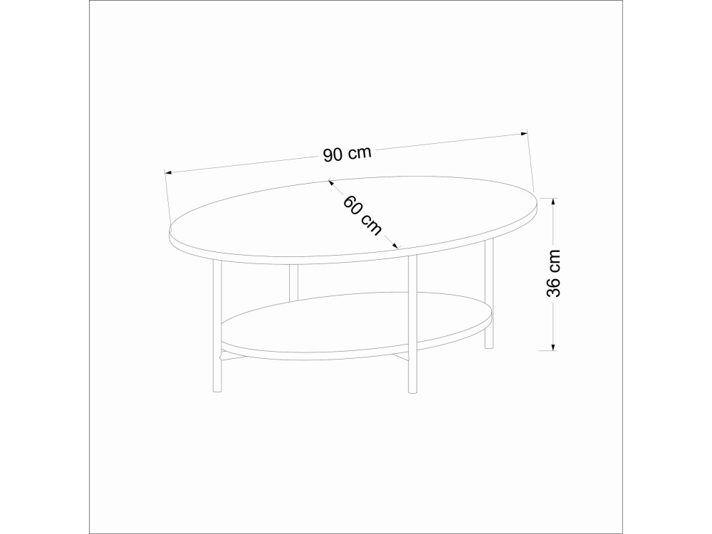 Table basse en bois "Elis" - 90 x 60 x 36 cm - Travertin