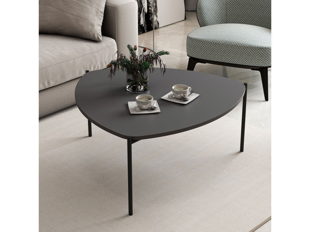 Table basse en bois "Lenny" - 90 x 89 x 40 cm - Anthracite