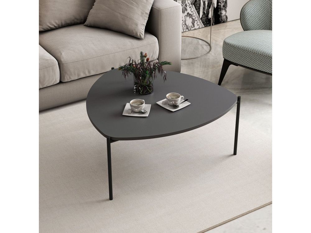 Table basse en bois "Lenny" - 90 x 89 x 40 cm - Anthracite