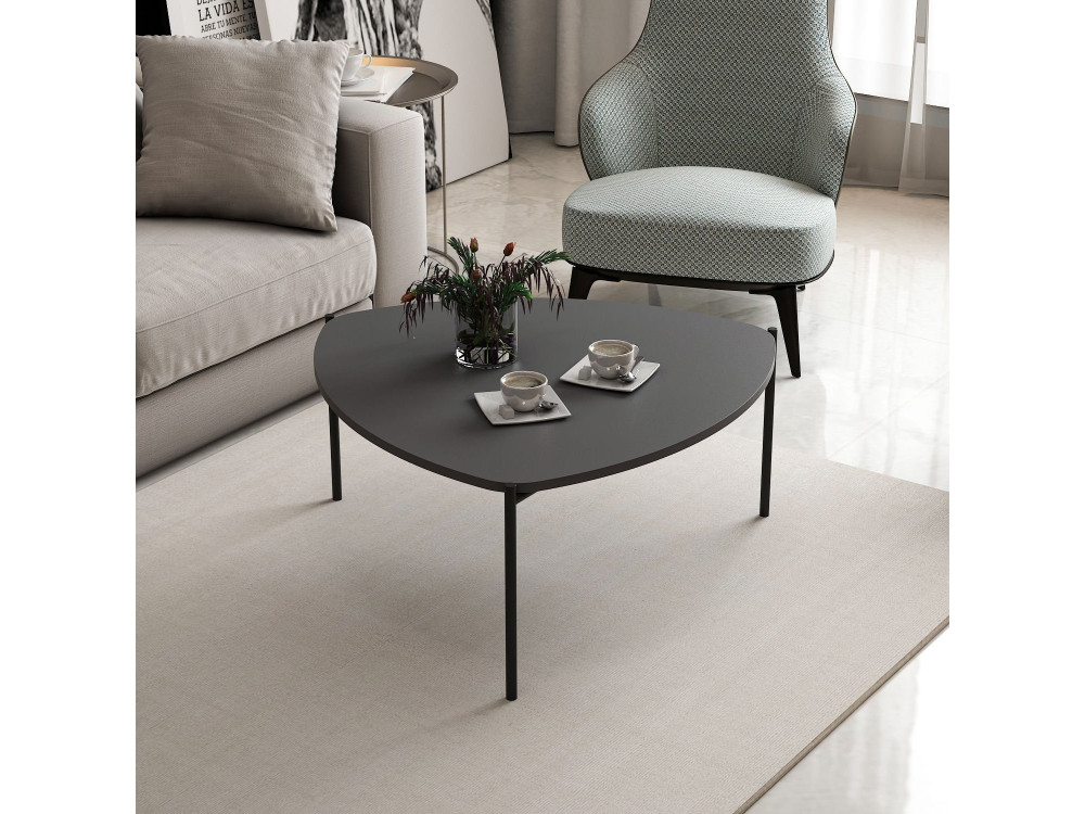 Table basse en bois "Lenny" - 90 x 89 x 40 cm - Anthracite