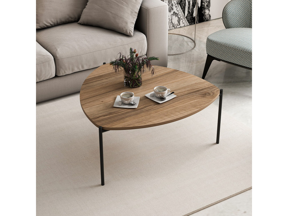 Table basse en bois "Lenny" - 90 x 89 x 40 cm - Noyer